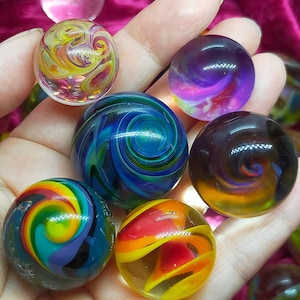 6 bargain handmade glass marbles