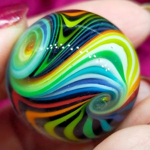 Rainbow glass marble, handmade from borosilicate glass