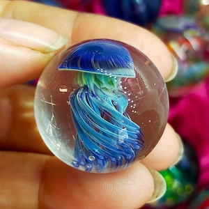Glass Jellyfish Marble handmade in Australia from borosilicate glass Glass Jellyfish Marble handmade in Australia from borosilicate glass