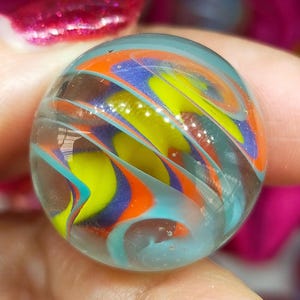 Rainbow glass marble, handmade from borosilicate glass