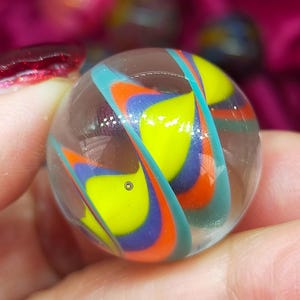 Rainbow glass marble, handmade from borosilicate glass