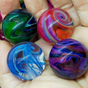 Glass marbles, 4 beautiful handcrafted marbles made from borosilicate glass, price is for all 4