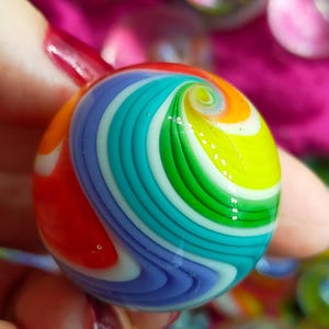 Rainbow glass marble, handmade from borosilicate glass