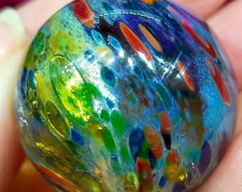 Lustred Contemporary glass marble, stunningly pretty colours and effects including pure gold and silver, another best!