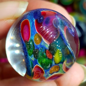Handmade borosilicate glass marble, beautiful multi colors with some subtle lusters