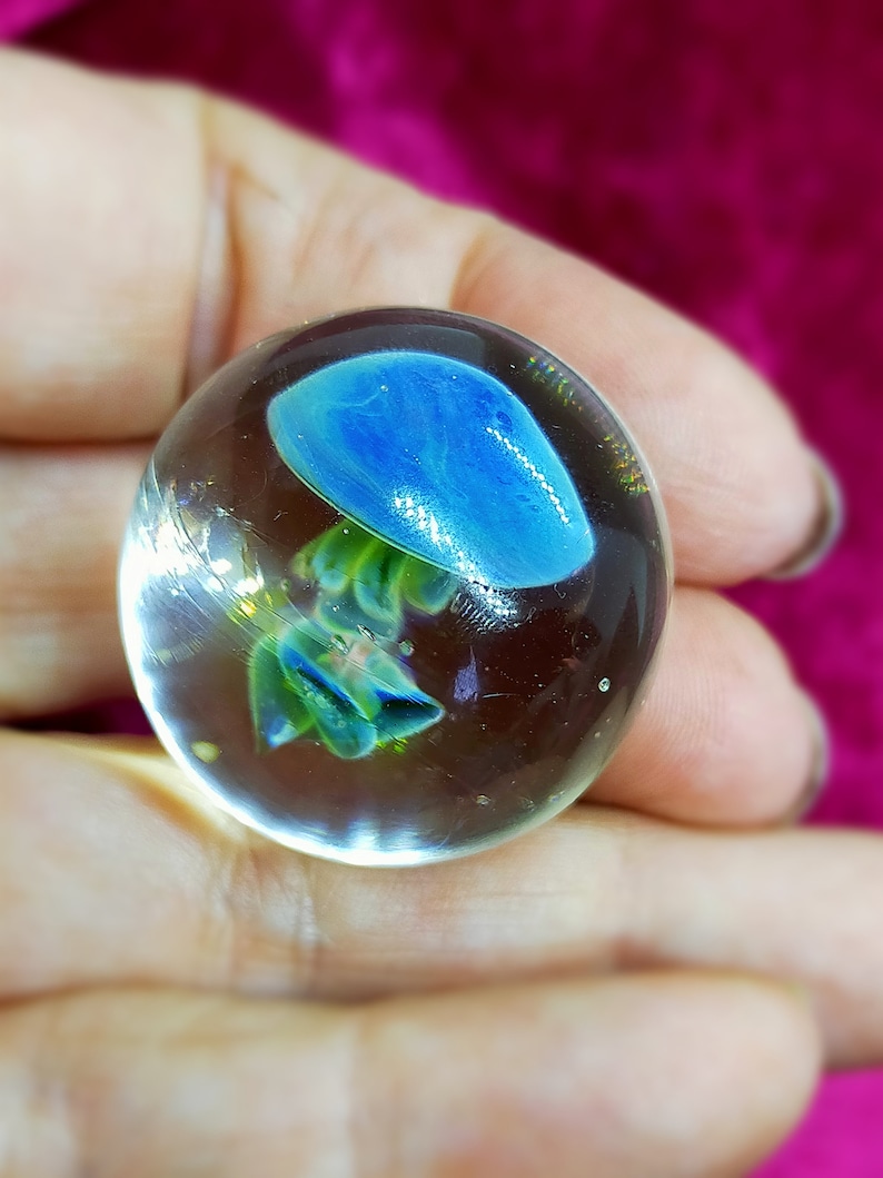 Glass Jellyfish Marble handmade in Australia from borosilicate glass Glass Jellyfish Marble handmade in Australia from borosilicate glass