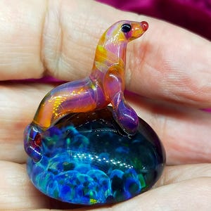 Glass Seal sculpture, Borosilicate glass Seal on Ice