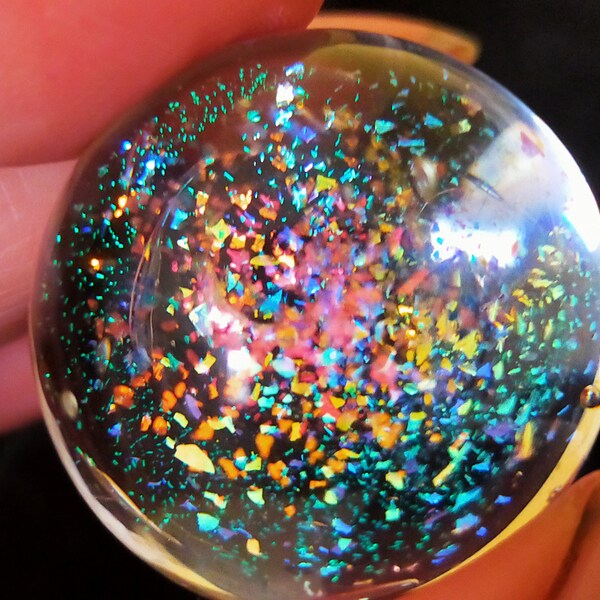 Dichroic Glass Marble, Snowball marble, Handmade in Australia out of Borosilicate Glass