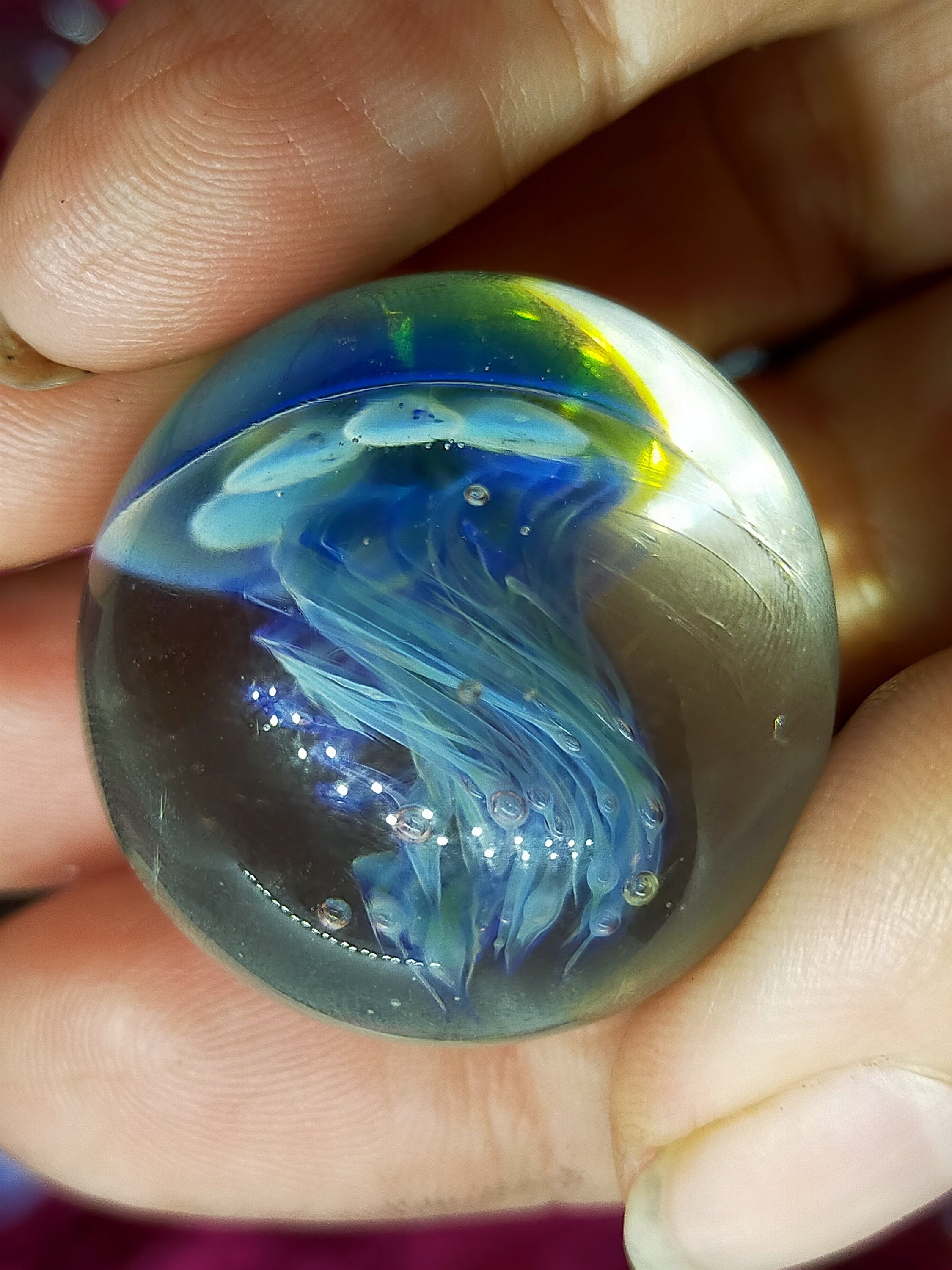 Glass Jellyfish Marble handmade in Australia from borosilicate glass Glass Jellyfish Marble handmade in Australia from borosilicate glass