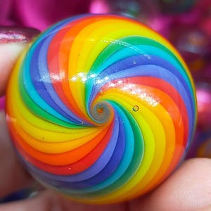 Rainbow glass marble, handmade from borosilicate glass
