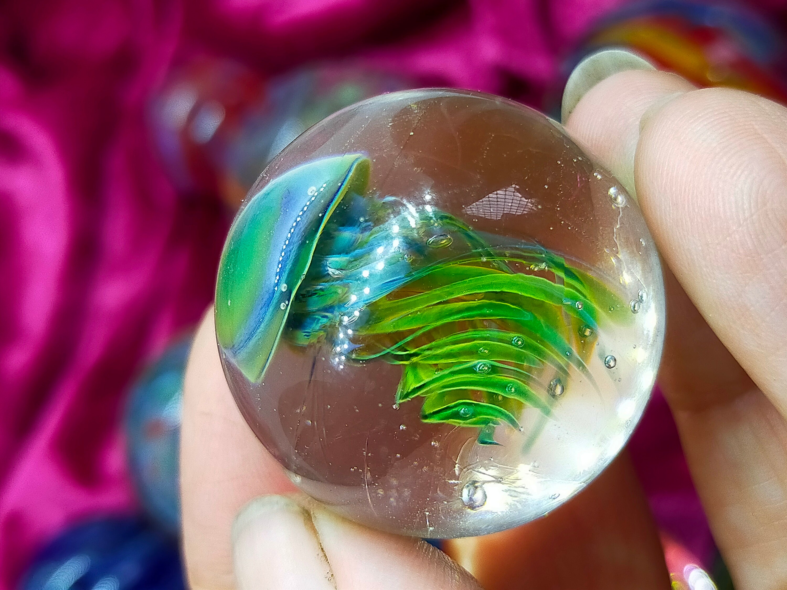 Glass Jellyfish Marble handmade in Australia from borosilicate glass