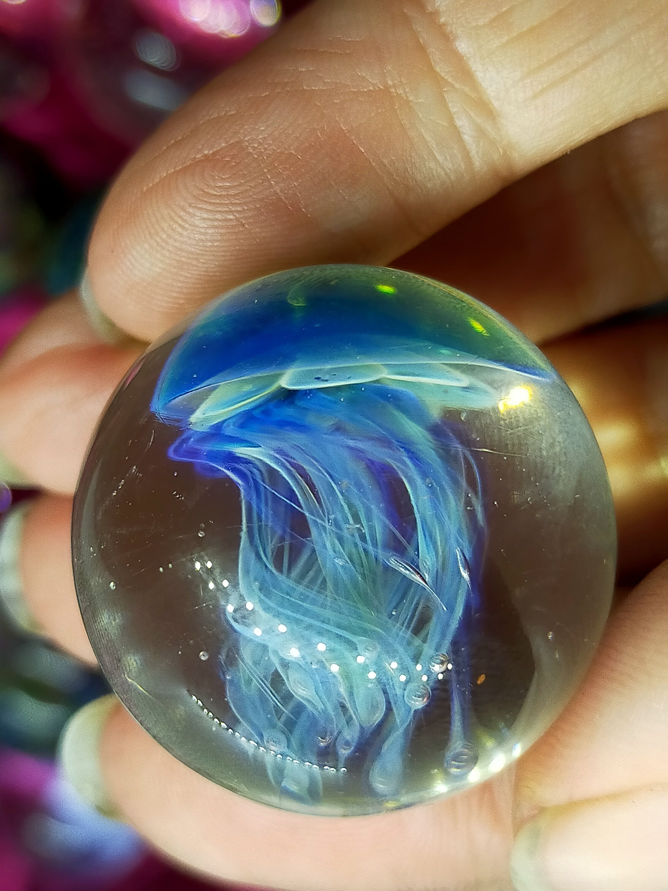Glass Jellyfish Marble handmade in Australia from borosilicate glass Glass Jellyfish Marble handmade in Australia from borosilicate glass