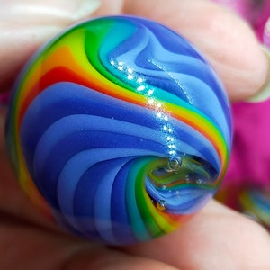 Rainbow glass marble, handmade from borosilicate glass