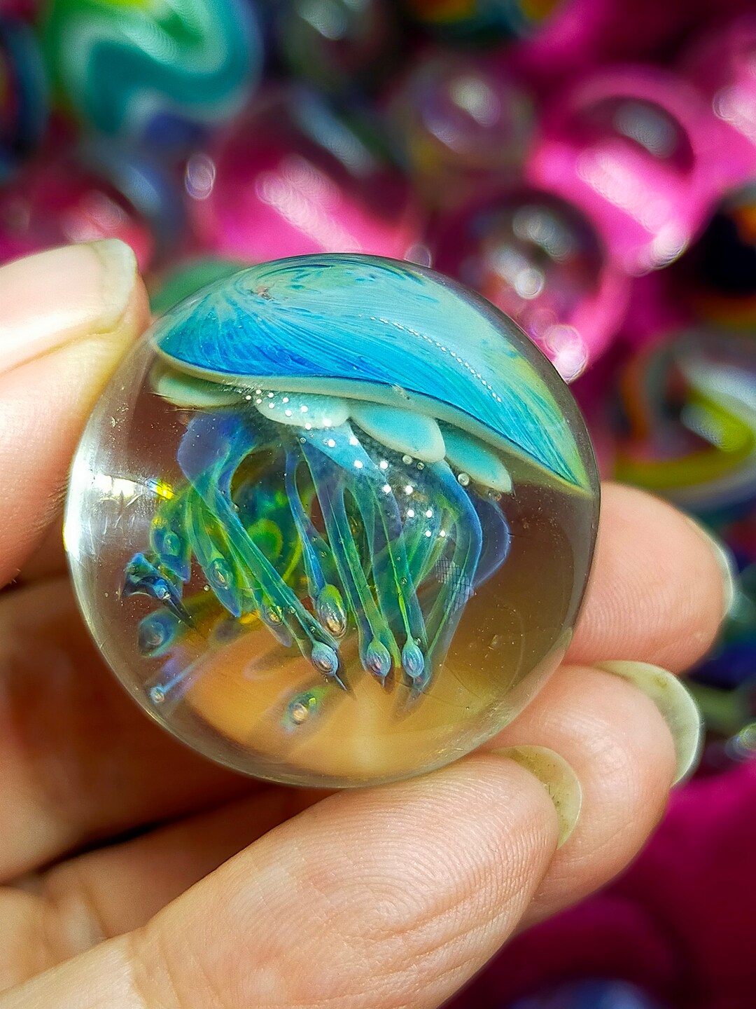 Glass Jellyfish Marble Handmade in Australia From Etsy