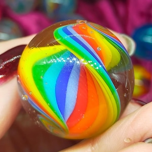 Rainbow glass marble, handmade from borosilicate glass