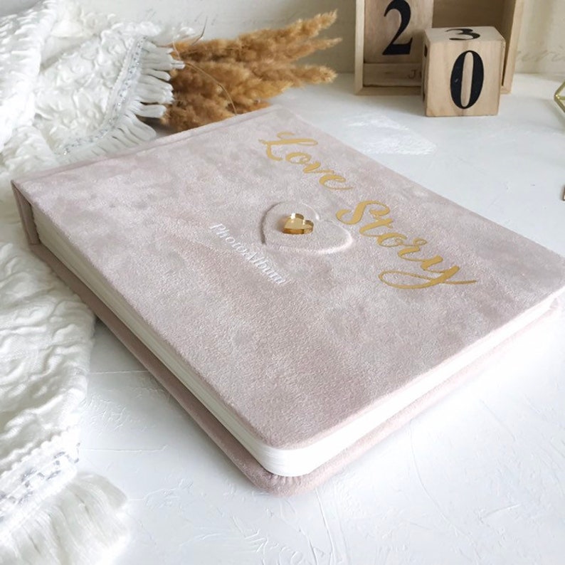 Baige Photo album Personalized photo album Wedding album Suede leather photo album with embossed Wedding album Instax album