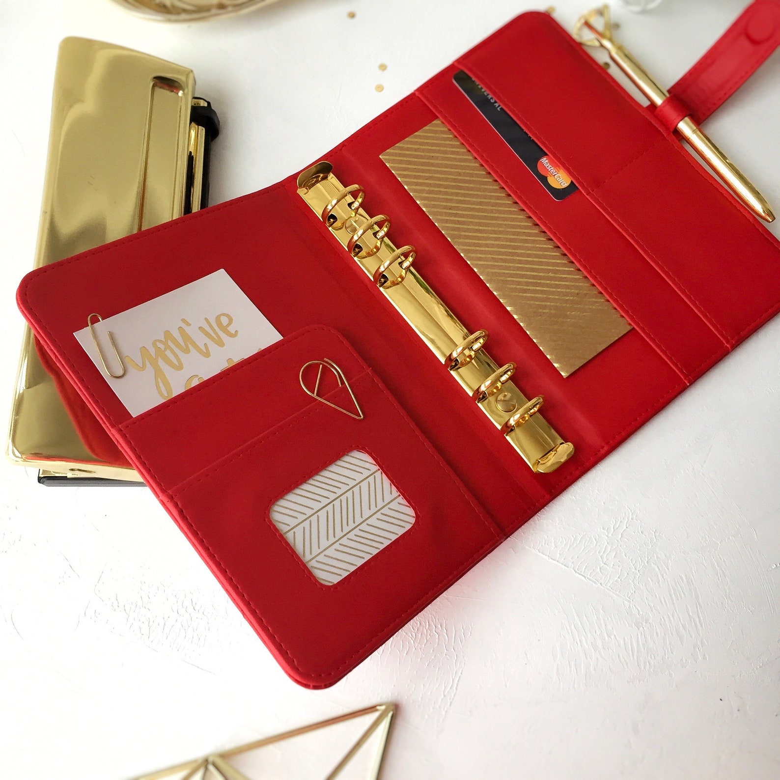 Notebook A5 / A6 in a Leather Substitute/ Planner Binder Red Etsy