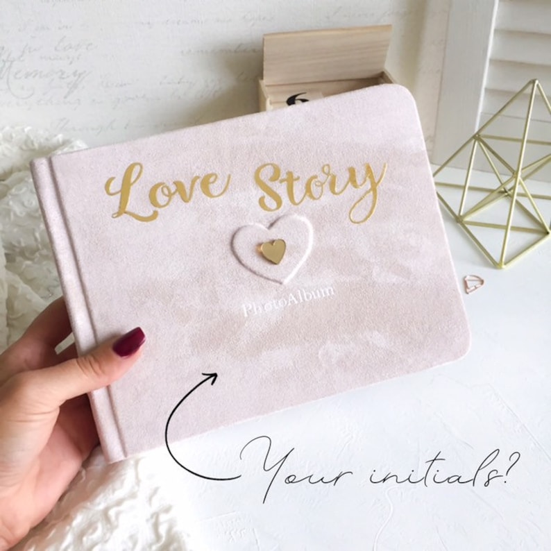 Baige Photo album Personalized photo album Wedding album Suede leather photo album with embossed Wedding album Instax album