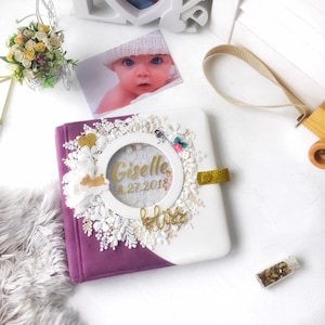 Baby memory book / Memory album Photo album Purple Scrapbook Baby album Baby book Girl memory book Memories album cover