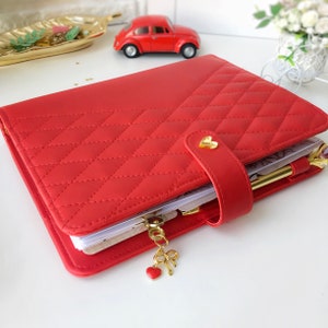 Notebook A5 / A6 in a leather substitute/ Planner binder Red Matt 2025 Planner personal Leatherette ring Planner binder covers