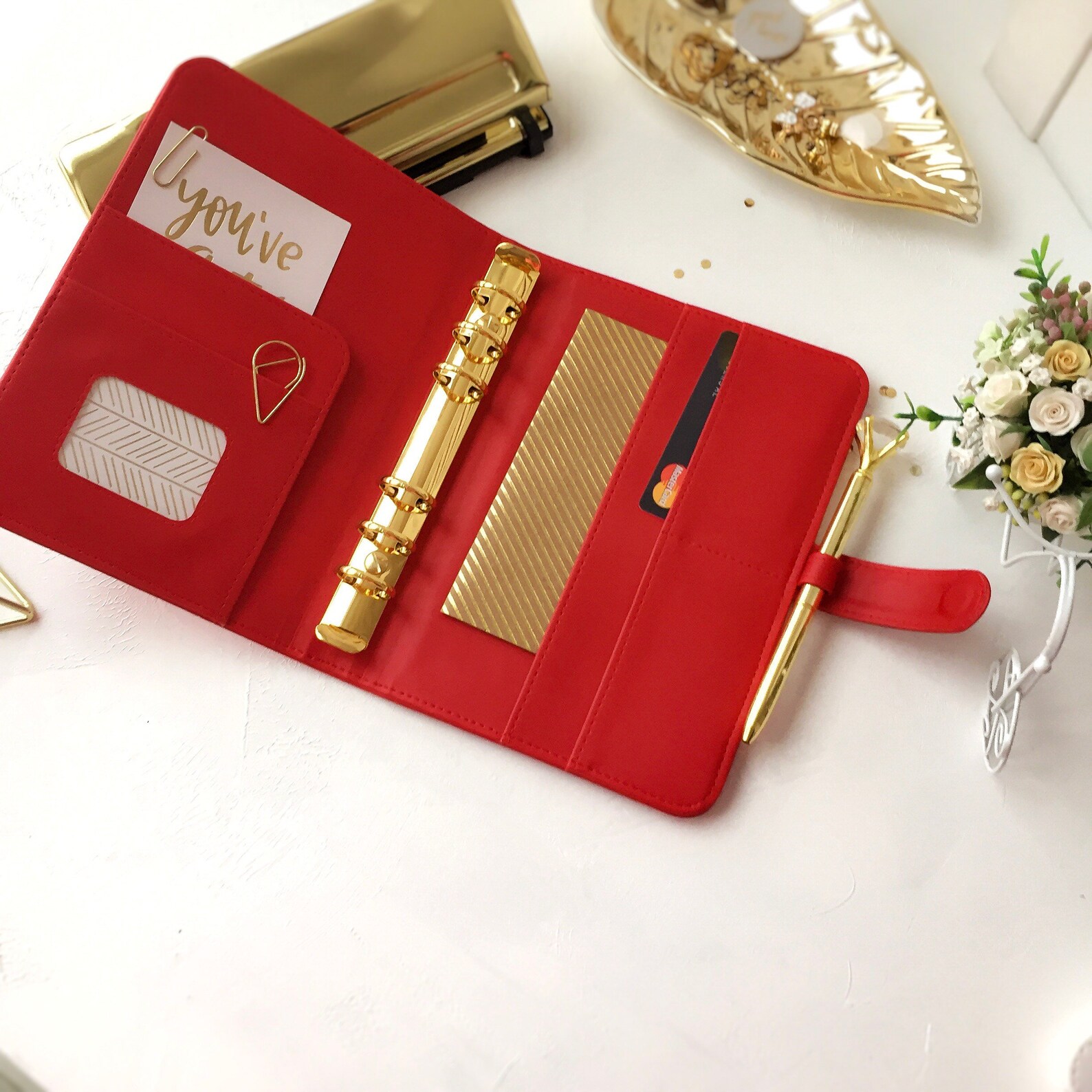 Notebook A5 / A6 in a Leather Substitute/ Planner Binder Red Etsy