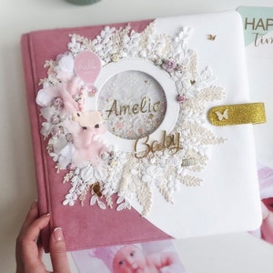Baby memory book / Memory album Photo album Purple Scrapbook Baby album Baby book Girl memory book Memories album cover