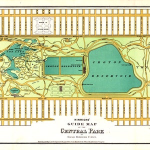 Antique Map of Central Park New York City by Oscar Hinrichs - 1875 Poster