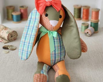 Custom Memory Bunny from Loved Ones Clothing • Keepsake Bunny from Remembrance Clothes • Sympathy Gift, Baby Clothes Keepsake