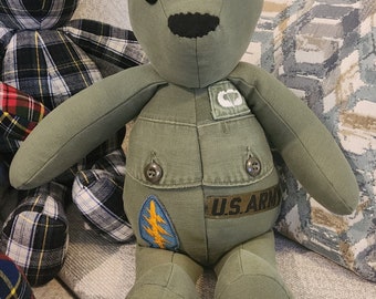 Memory Bear custom made from military shirts keepsake teddy bear Baby Shower Teddy Bear Memories Military