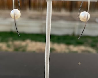 Sterling Silver Hook and Pearl Earrings