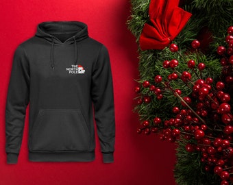 Christmas Hoodie / Sweatshirt Front & Back The North Pole Jumper, Xmas jumpers, Xmas gift for him, gift for her Christmas Party Ready Colour