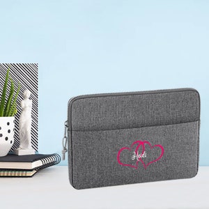 Personalised Love Heart Laptop Bag 13&quot; or 15&quot; Inch, Custom Laptop Case, Initial Tablet Bag, Monogram Document Bag, Computer Bag, Sleeve,