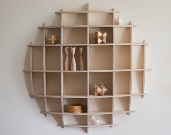 Geometric Sphere Shelf, Floating Wall Shelf, Shelving, Walnut, Birch, Wood,