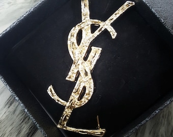 Brooch gold silver ysl letter English pin