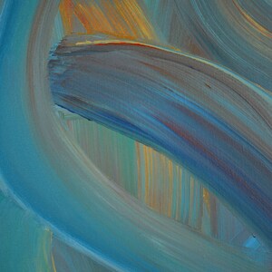 May include: Abstract painting with swirling brushstrokes in shades of blue, green, and yellow.