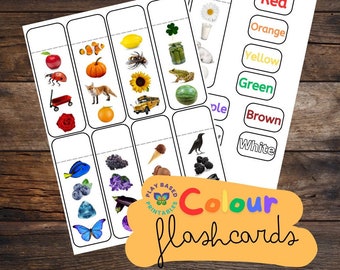 Interactive Colour Flashcards, Printable, Learn Colours, Words and Spelling, Montessori, Homeschool, Preschool and Kindergarten Activity