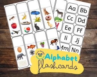 Interactive Alphabet Flashcards, Printable, Learn Letters, Sounds and Spelling, Phonics, Montessori, Preschool and Kindergarten Activity