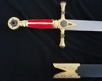 Personalized Masonic Sword – Engraved Medieval Display Sword – Custom Collector Gift