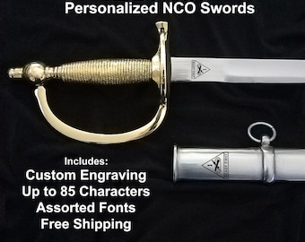 READY FIRST:  Personalized Army NCO Sword | Custom Engraved Military Saber | Retirement, Promotion, Ceremony Gift