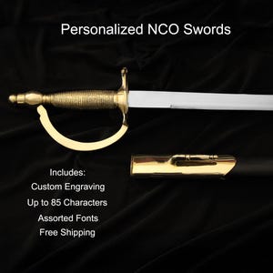 Personalized Army NCO Sword: Custom Engraved Non-Commissioned Officer Saber - Up to 85 Characters