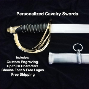 Personalized Cavalry Sword - Free Shipping - Engraved Up To 60 Characters - Free Logos - Custom Cavalry Saber - Cavalry Swords
