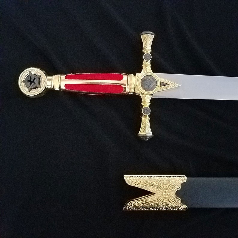 Personalized Red Masonic Swords Your Own Custom Engraving Etsy