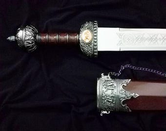 Custom Engraved Roman Gladius Sword with Display Stand: Up to 75 Characters & Logo