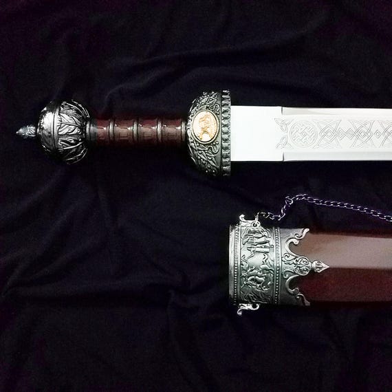 Custom Engraved Roman Gladius Sword with Display Stand: Up to 60 Characters & Logo