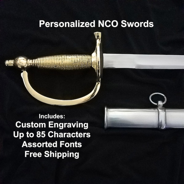 Personalized Army NCO Sword | Custom Engraved Military Saber | Retirement, Promotion, Ceremony Gift