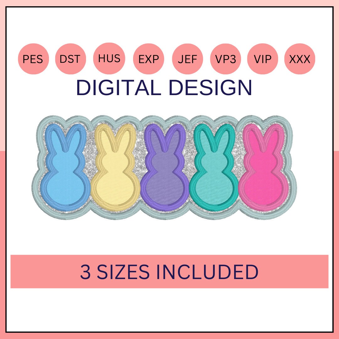 Digital Embroidery Designpeeps Double Stack Applique Etsy