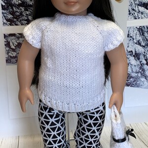 094 Hand Knitted Doll Outfit: Sweater, Pants, Hat & Bag - Fits 18&quot; Dolls