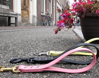 BioThane 5/8" Slim Traffic Handle | Lightweight Short Lead for Small & Medium Dogs | Solid Brass or Stainless Steel | Handcrafted in NY