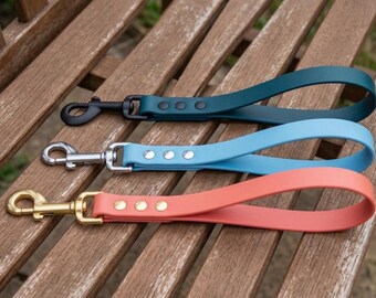 BioThane 3/4" Traffic Handle | Professional Short Lead for Medium & Large Dogs | Solid Brass or Stainless Steel | Handcrafted in NY