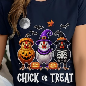 Halloween Chick or Treat T-Shirt, Funny Halloween Chicken Shirt, Spooky Night Tee, Trick Or Treat, Halloween Costume, Chicken Lover Gift